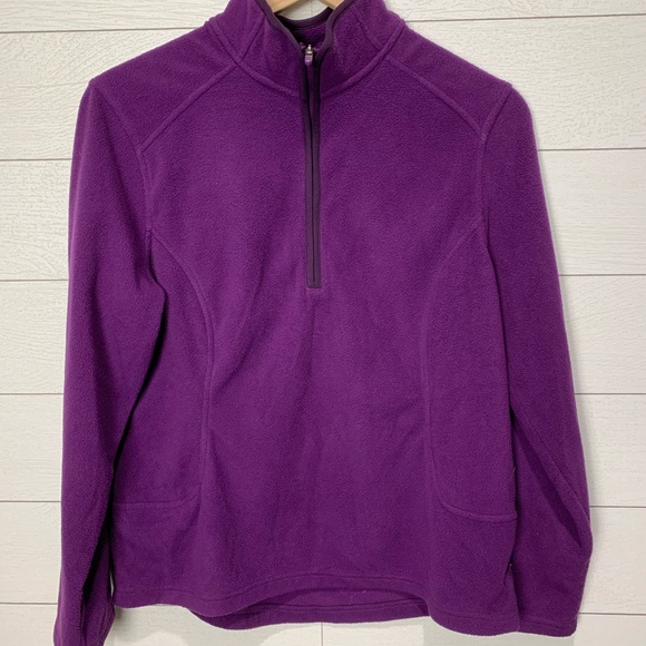 Lands End Purple Fleece Top Size MP - Picture 6 of 9